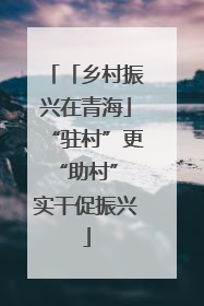 「乡村振兴在青海」“驻村”更“助村” 实干促振兴