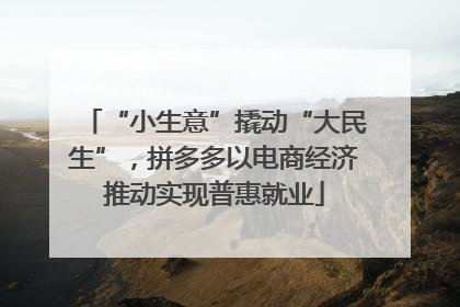 “小生意”撬动“大民生”，拼多多以电商经济推动实现普惠就业