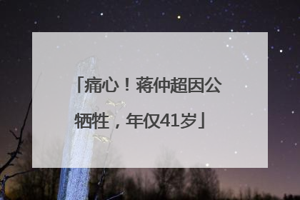 痛心！蒋仲超因公牺牲，年仅41岁