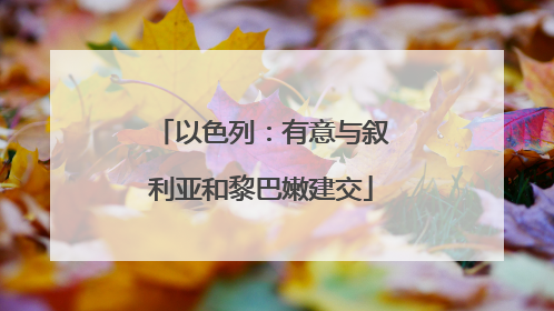 以色列：有意与叙利亚和黎巴嫩建交