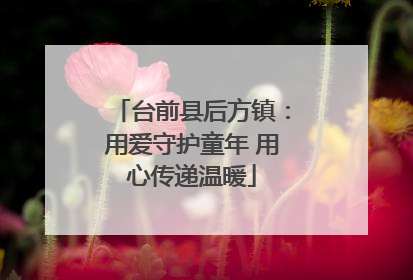 台前县后方镇：用爱守护童年 用心传递温暖