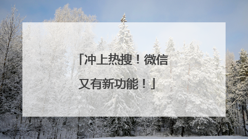 冲上热搜！微信又有新功能！