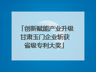 创新赋能产业升级 甘肃玉门企业斩获省级专利大奖