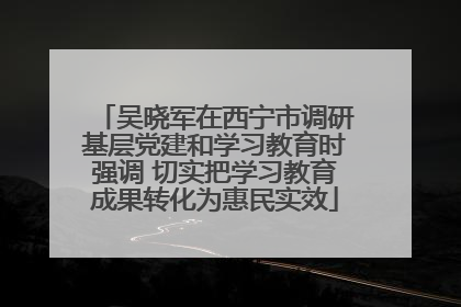 吴晓军在西宁市调研基层党建和学习教育时强调 切实把学习教育成果转化为惠民实效