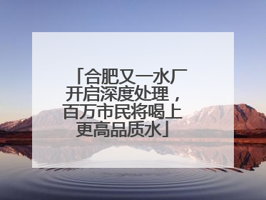 合肥又一水厂开启深度处理，百万市民将喝上更高品质水