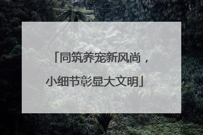 同筑养宠新风尚，小细节彰显大文明
