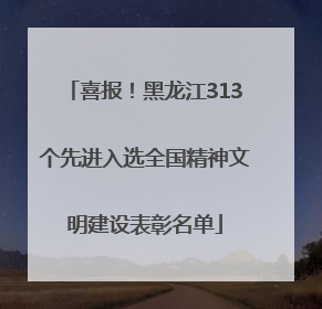 喜报！黑龙江313个先进入选全国精神文明建设表彰名单