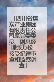 四川省煤炭产业集团有限责任公司原党委委员、副总经理张万松 接受纪律审查和监察调查