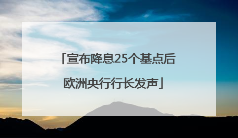 宣布降息25个基点后 欧洲央行行长发声
