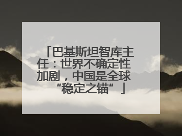 巴基斯坦智库主任：世界不确定性加剧，中国是全球“稳定之锚”