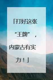 打好这张“王牌”，内蒙古有实力！