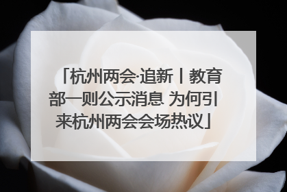 杭州两会·追新丨教育部一则公示消息 为何引来杭州两会会场热议