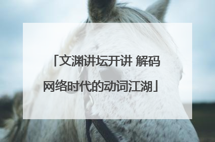 文渊讲坛开讲 解码网络时代的动词江湖