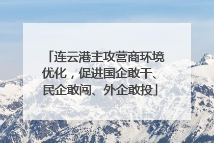 连云港主攻营商环境优化，促进国企敢干、民企敢闯、外企敢投