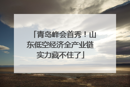 青岛峰会首秀！山东低空经济全产业链实力藏不住了